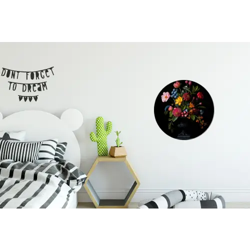 Bloemen - Vrolijk - Vaas Wandcirkel aluminium klein -kinderkamer