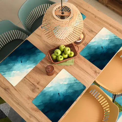 Zee - Silhouet - Abstract - Blauw Placemat vinyl groot -zzsfeer5_Kitchenyeah-website