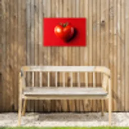 Tomaat - Rood - Hart Tuinposter op houten frame 2 cm dik klein -sfeer4
