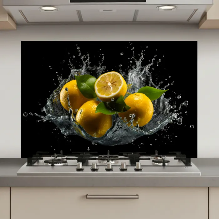 Citroen - Fruit - Geel - Zwart keuken achterwand spatscherm klein -3d_website