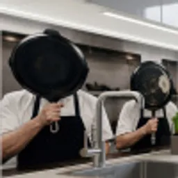 Koks - Koekenpannen - Keuken keuken achterwand 2 middel -zzzz3d_schuin