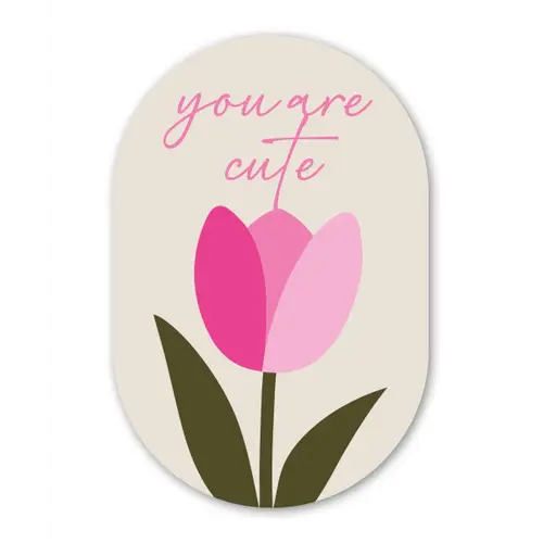 Tulp - Roze - Valentijn - Bloem Wandcirkel Ovaal Forex klein -3d