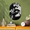 Gezicht - Mond - Graffiti - Zwart Wandcirkel Ovaal Forex klein -sfeer2