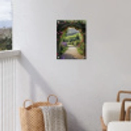 Doorkijk - Tuinboog - Bloemen - Natuur - Pad tuinposter los doek klein -sfeer8