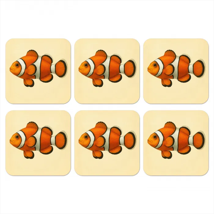 Vis - Oranje - Strepen onderzetter kurk middel -3d