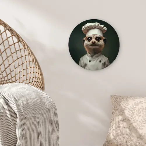 Dier - Kok - Stokstaartje Wandcirkel kunststof plaat 5mm dik klein -sfeer5