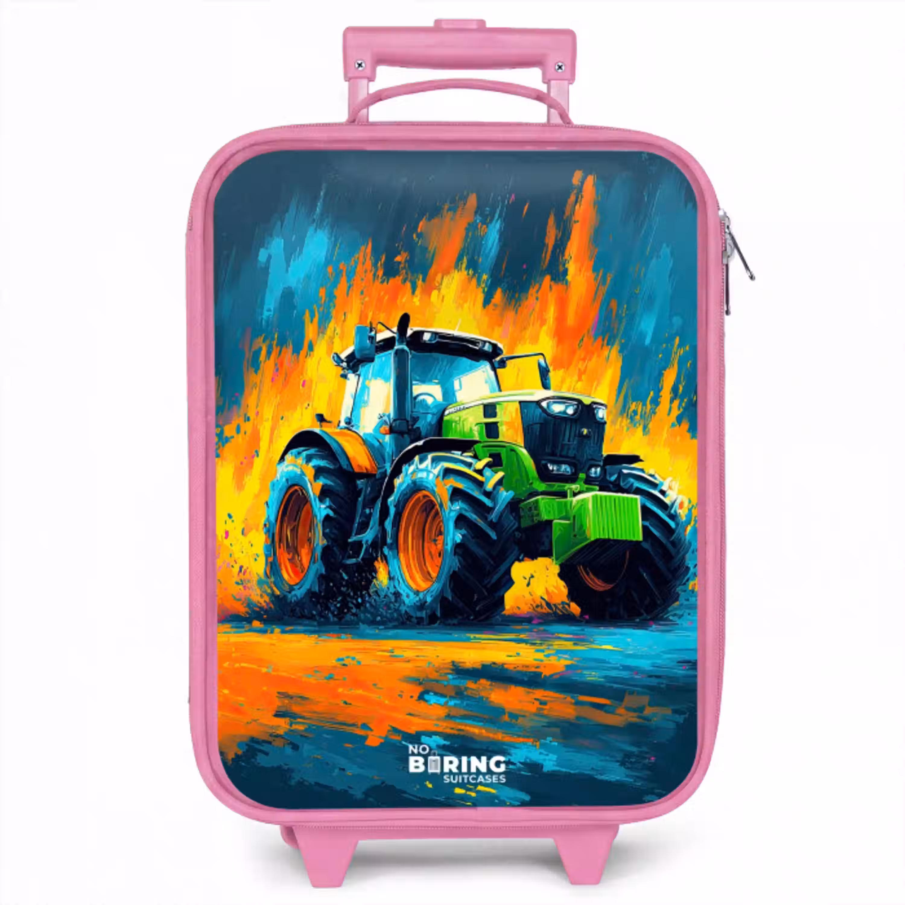 Tractor - Groen - Abstract - Penseelstreken Kinderkoffer - Roze klein -zzz_website3d