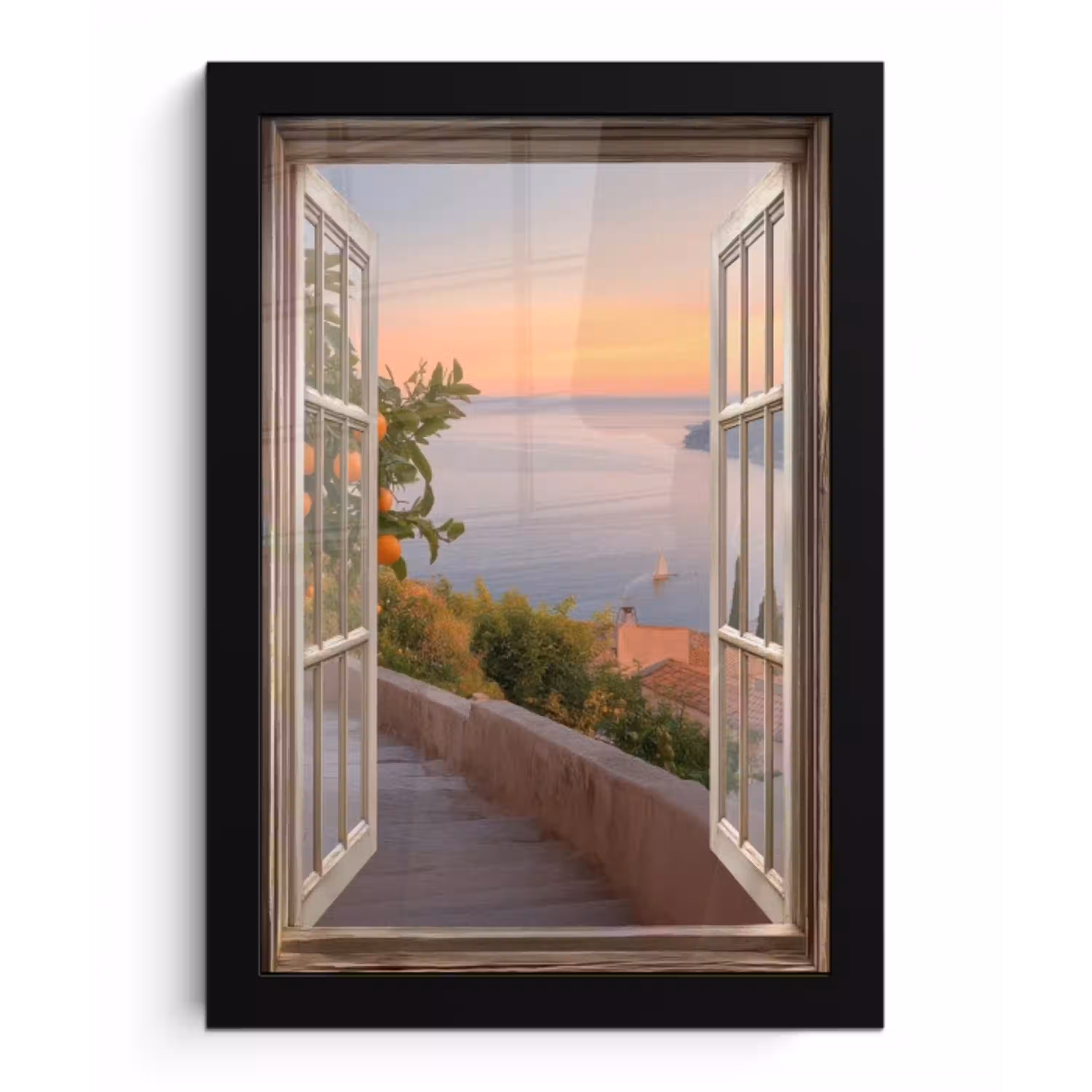 Doorkijk - Uitzicht - Meer - Landschap fotolijst zwart zonder passe partout klein -3d