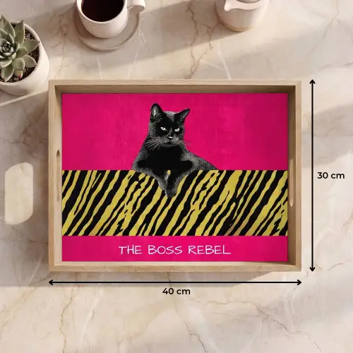 Kat - Baas - Roze - Tijgerprint Dienblad Rechthoek middel -USP_Formaat