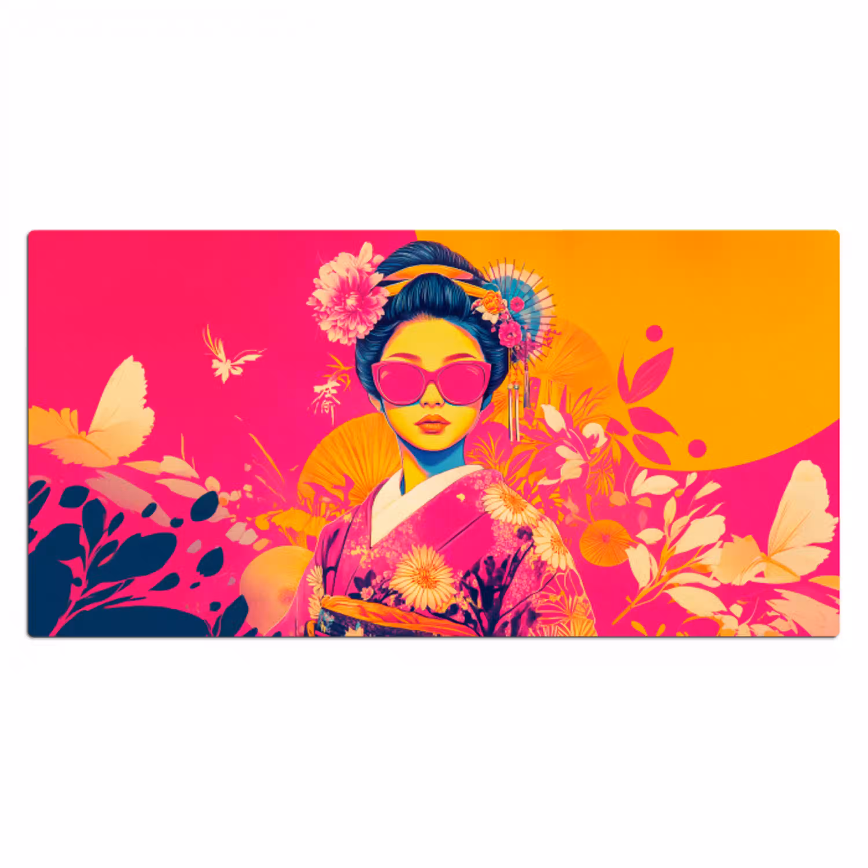 Vrouw - Zonnebril - Abstract - Oranje Muismat XXL klein -3d_leeg