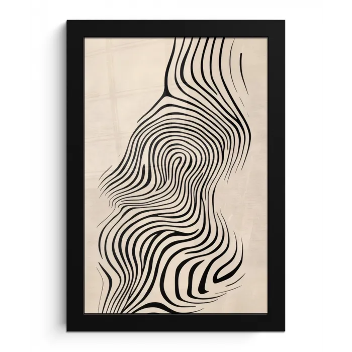 Lijnen - Abstract - Golvend - Zwart fotolijst zwart zonder passe partout klein -3d