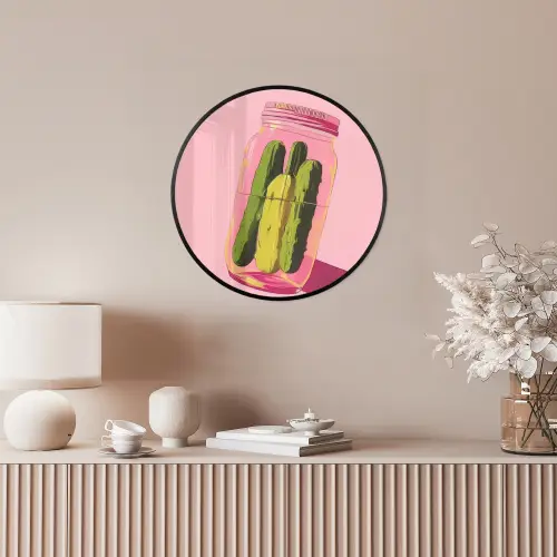 Augurken - Pot - Schaduw - Roze Fotolijst rond zonder passe partout klein -sfeer3