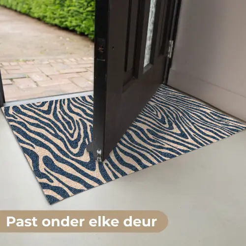 Zebra - Patroon - Blauw - Beige Deurmat klein 898 -USP_NL