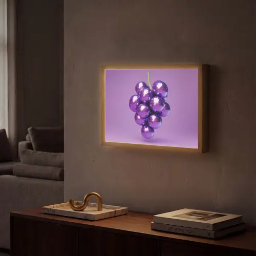 Druif - Disco - Glitter - Paars Light Box met batterij (Wandlamp) middel -sfeer1