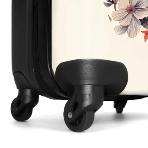 Wit paardenhoofd omringd door bloemen en vlinders NBS - Handbagage koffer - Unisex middel -wiel