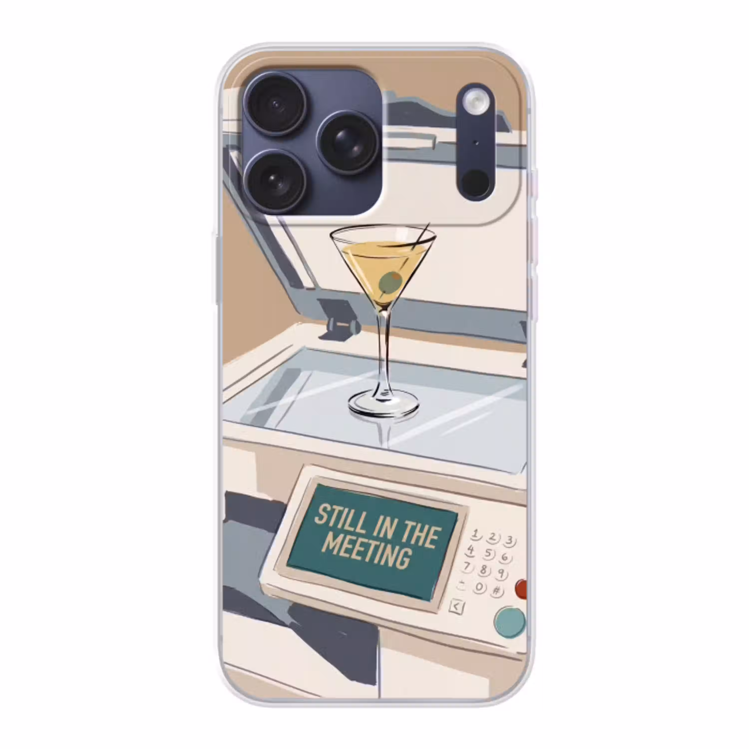 Kantoor - Drank - Humor - Illustratie Telefoonhoesje iPhone 17 Pro Max klein -3d