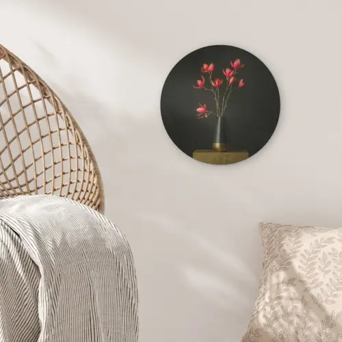 Rode - Bloemen - Vaas Akoestische PET Vilt - Rond klein -sfeer4