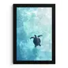 Schildpad - Zee - Blauw - Schittering fotolijst zwart zonder passe partout klein -3d