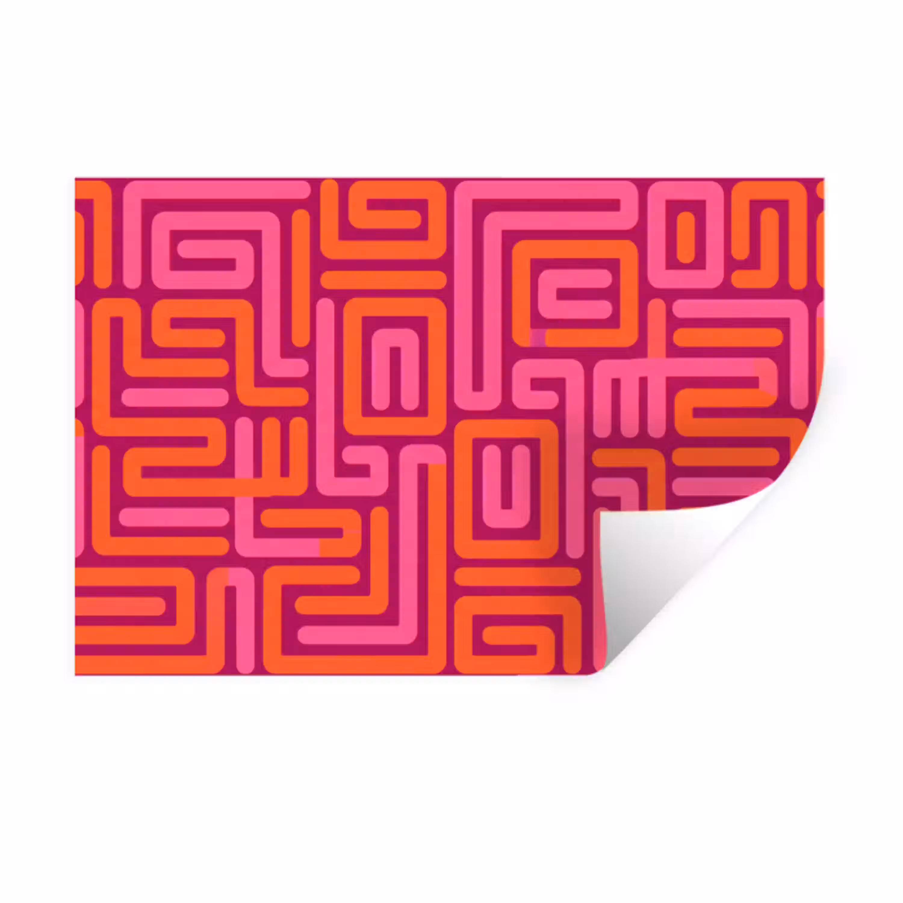 Abstract - Patroon - Lijnen - Roze - Oranje Muursticker klein -3d