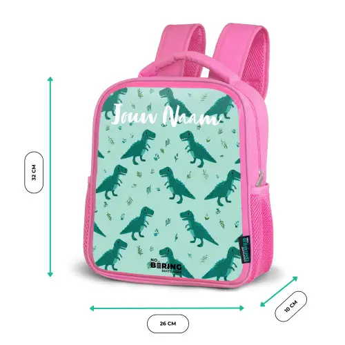 Dinos - Patroon - Groen Kinderrugzak - Roze middel -productfoto_formaten