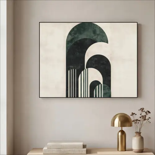 Bogen - Donkergroen - Lijnen Textielframe - compleet frame klein -sfeer2
