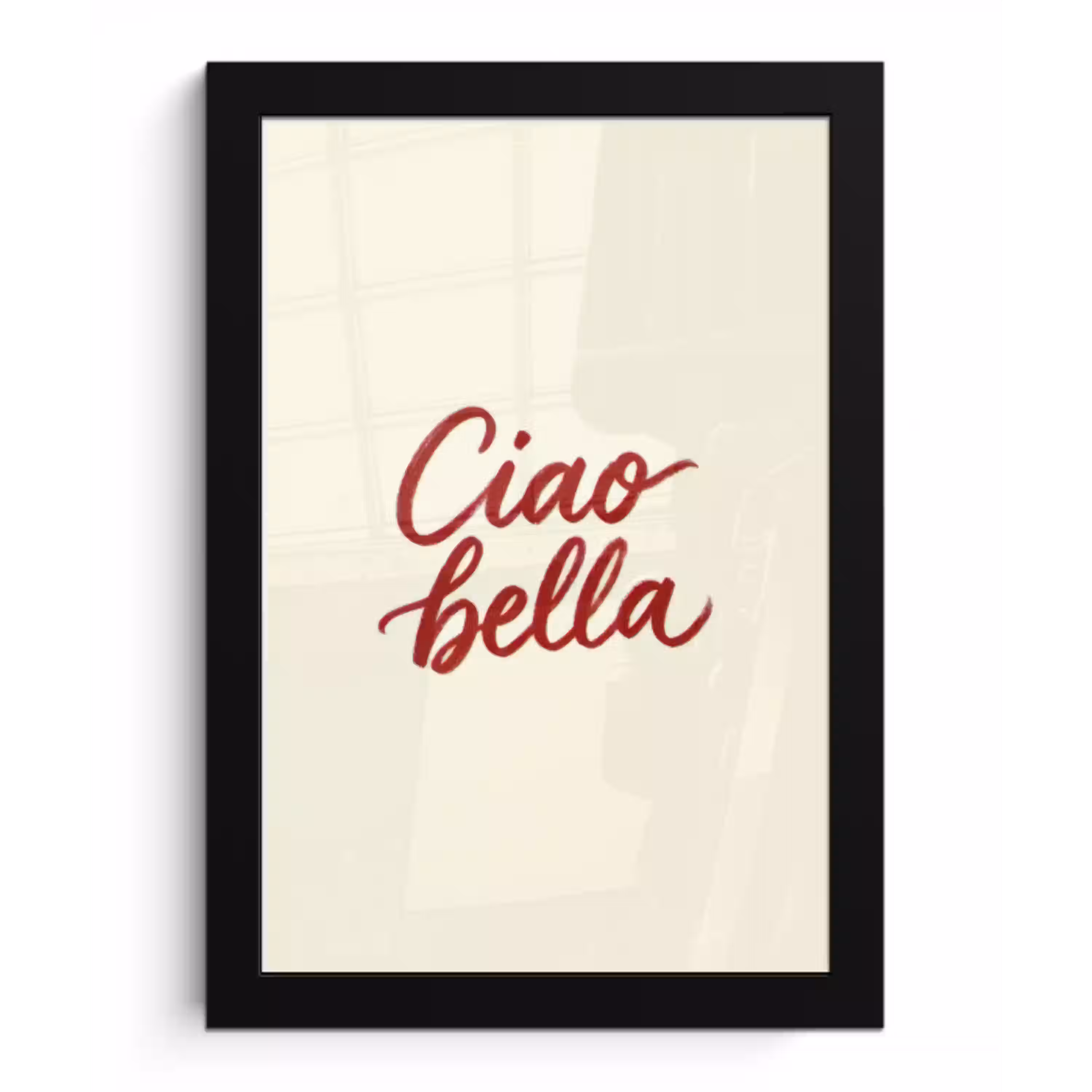 Ciao bella - Rood - Wit - Minimalistisch fotolijst zwart zonder passe partout klein -3d