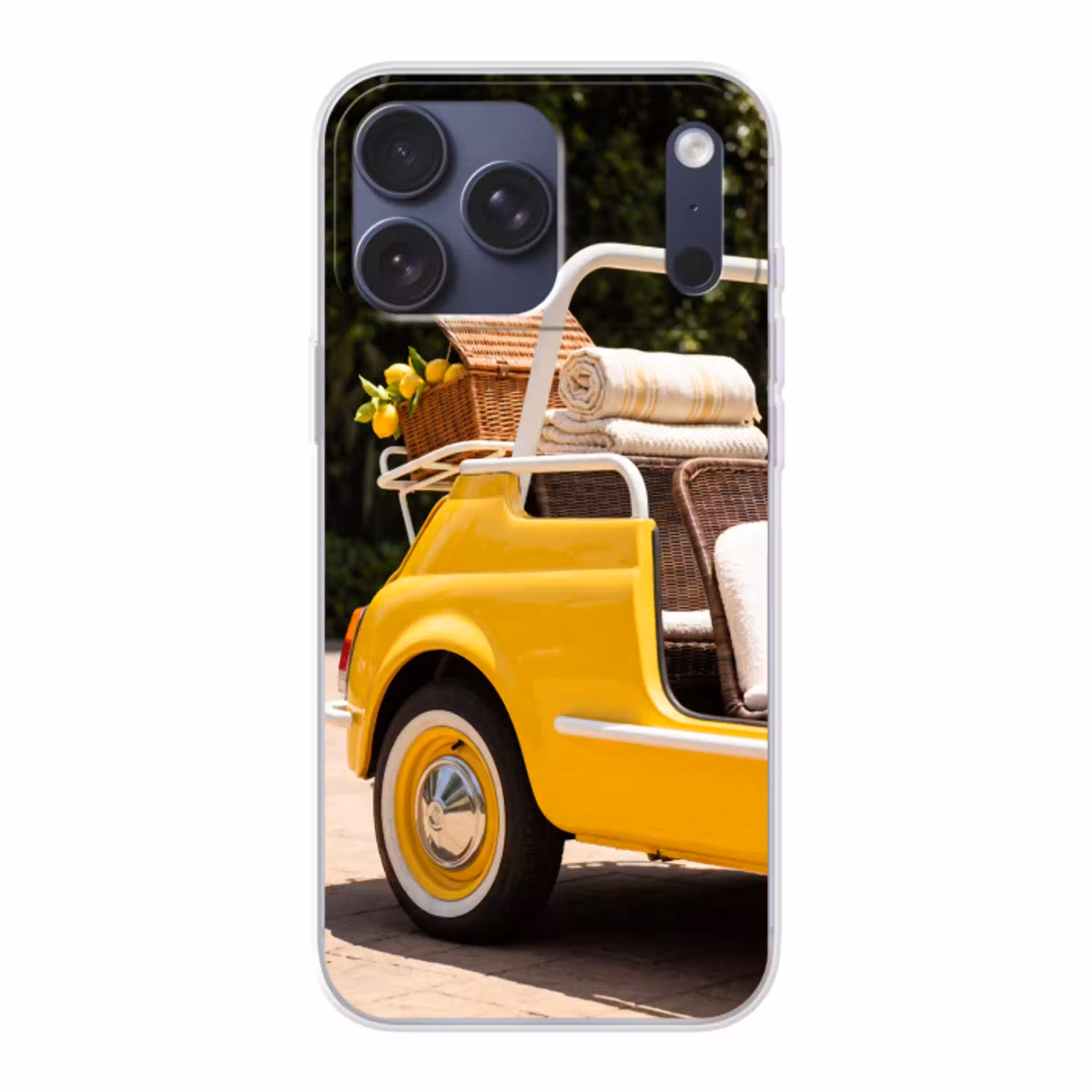 Auto - Picknick - Zomer - Geel Telefoonhoesje iPhone 17 Pro Max klein -3d