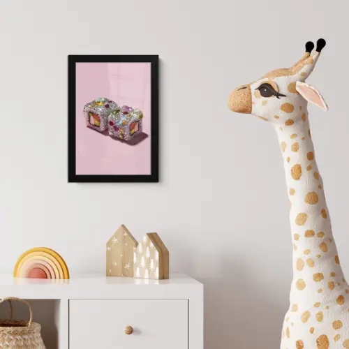 Sushi - Rolletjes - Steentjes - Kleurrijk fotolijst zwart zonder passe partout klein -usfeer4_kinderkamer