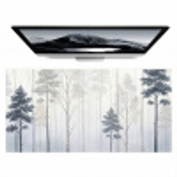 Bos - Bomen - Mist - Natuur - Illustratie - Grijs Muismat XXL klein -zzz3d