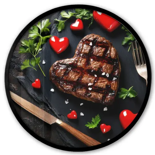 Steak - Hart - Bestek Fotolijst rond zonder passe partout klein -3d