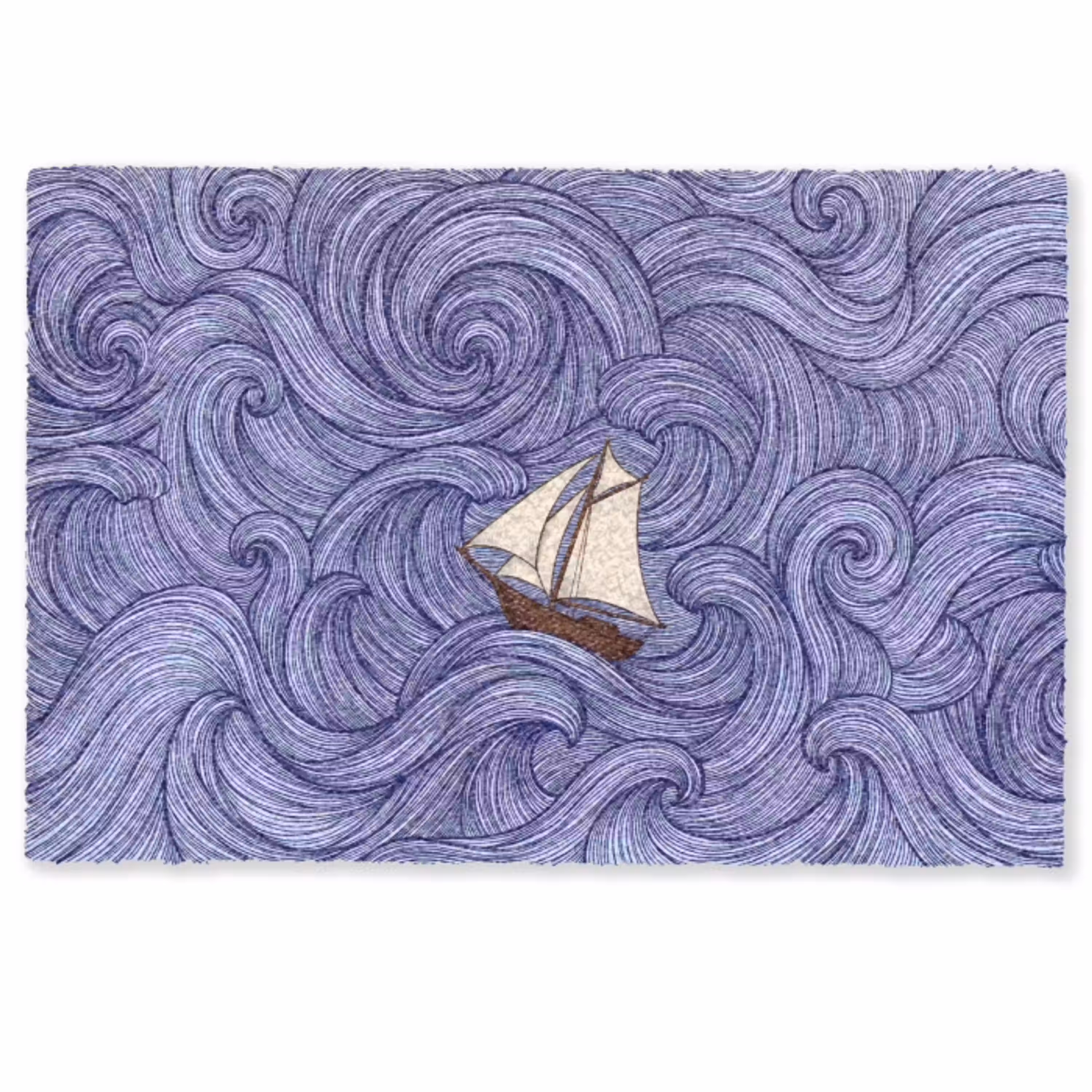 Schip - Golven - Zee - Illustratie - Blauw Deurmat klein -zkaufland3d