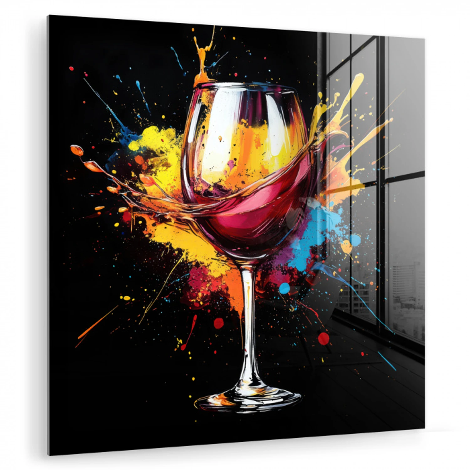 Wijn - Glas - Graffiti - Borrel - Rood - Verf plexiglas 5mm klein -zzzproduct_nieuw