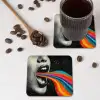 Mond - Golven - Regenboog onderzetter kurk middel -sfeer2