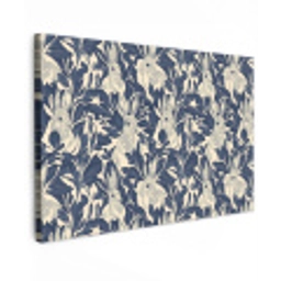 Hazen - Bladeren - Patroon - Blauw - Beige Tuinposter op houten frame 2 cm dik klein 845 -3d