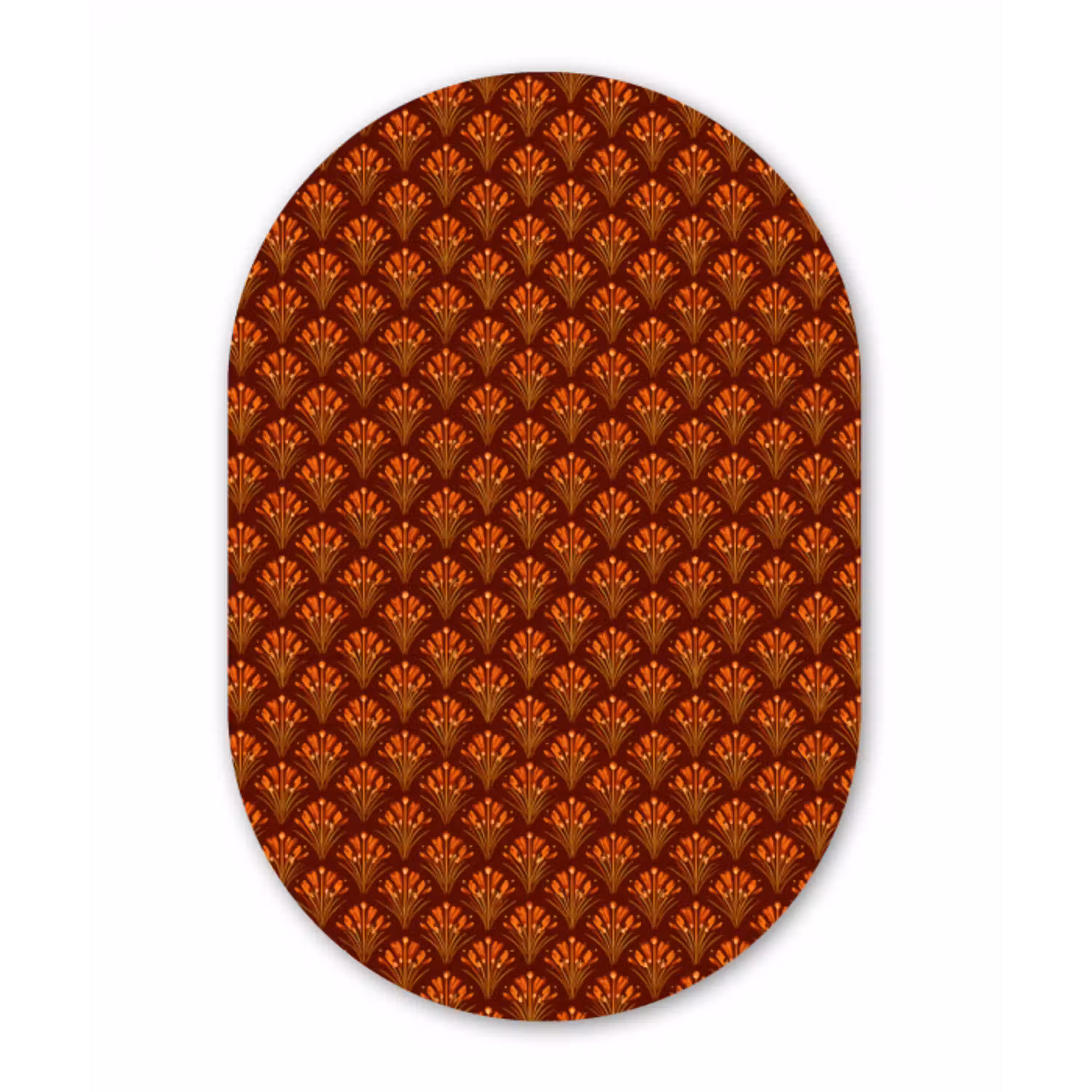 Waaiers - Art Deco - Botanisch - Roestbruin - Oranje Wandcirkel Ovaal Aluminium middel 839 -3d