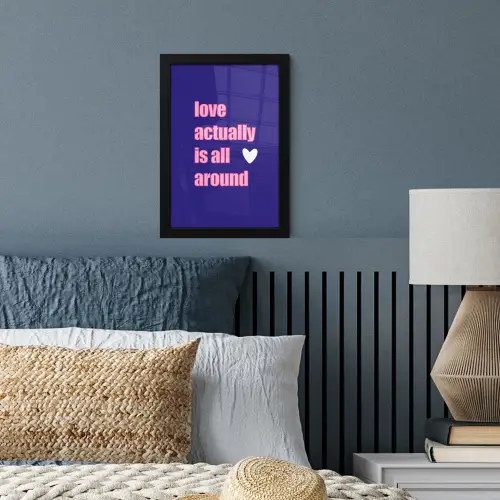 Tekst - Valentijn - Love - Blauw fotolijst zwart zonder passe partout klein -sfeer3
