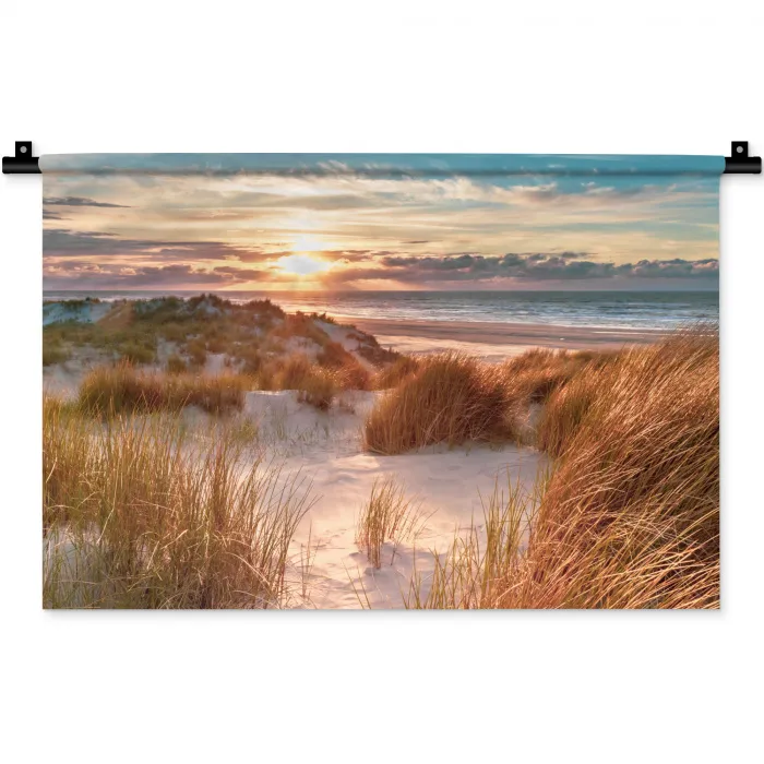 Duin - Planten - Zonsondergang - Strand - Zee Wandkleed katoen klein -zz3d