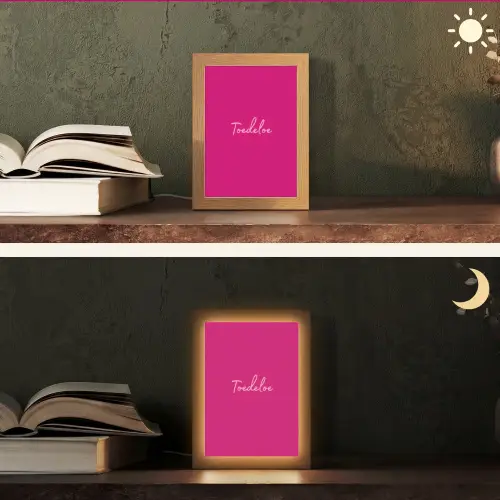 Toedeloe - Roze Light Box met kabel (Tafellamp) klein -sfeer3