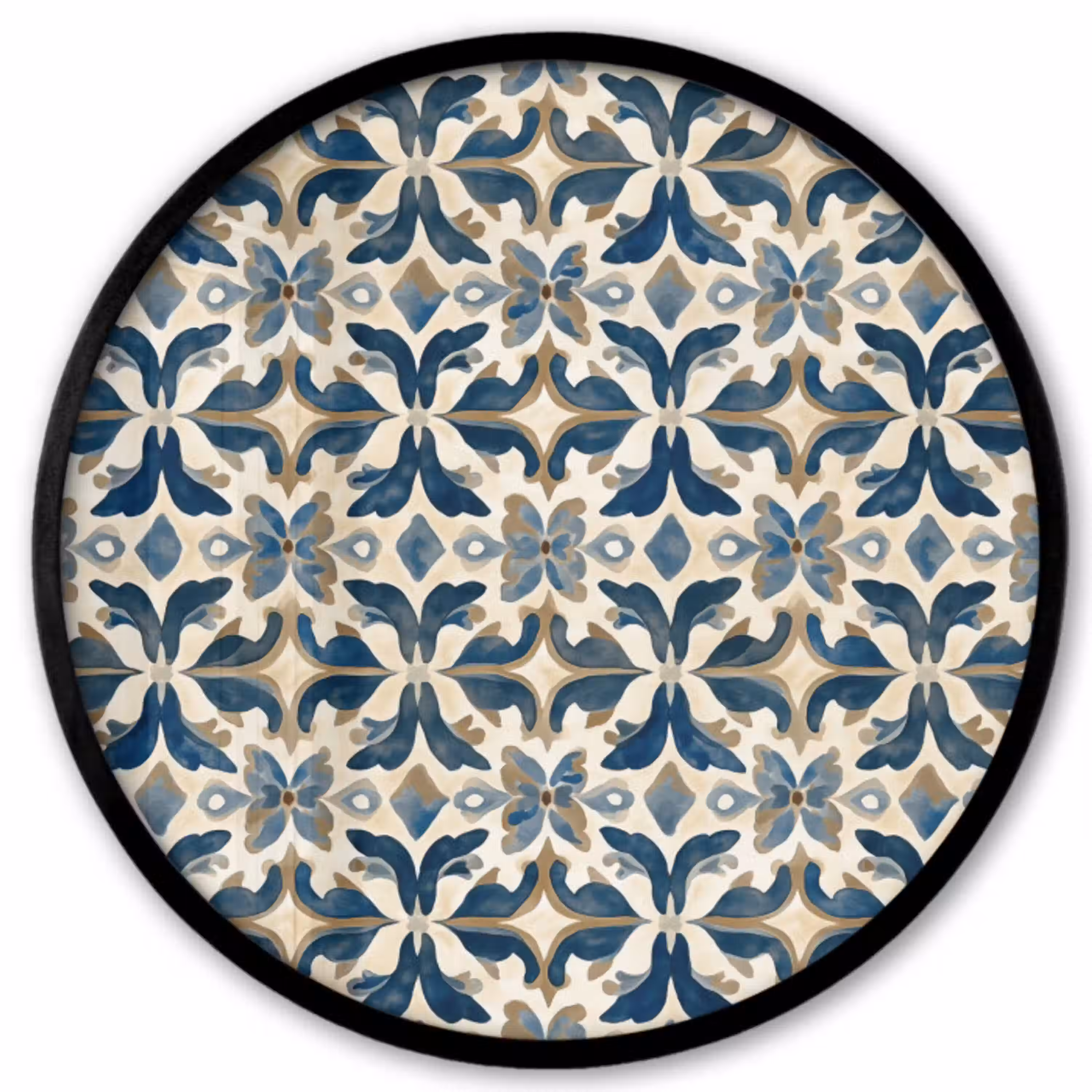 Tegel - Patroon - Blauw - Beige Fotolijst rond zonder passe partout klein 856 -3d