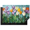 Mozaïek - Veld - Tulpen - Kleurrijk Inductie beschermer vinyl 3mm klein -3d