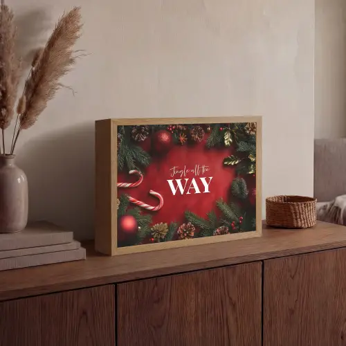 Kerst - Quote - Rood - Kerstballen Light Box met batterij (Wandlamp) middel -sfeer2