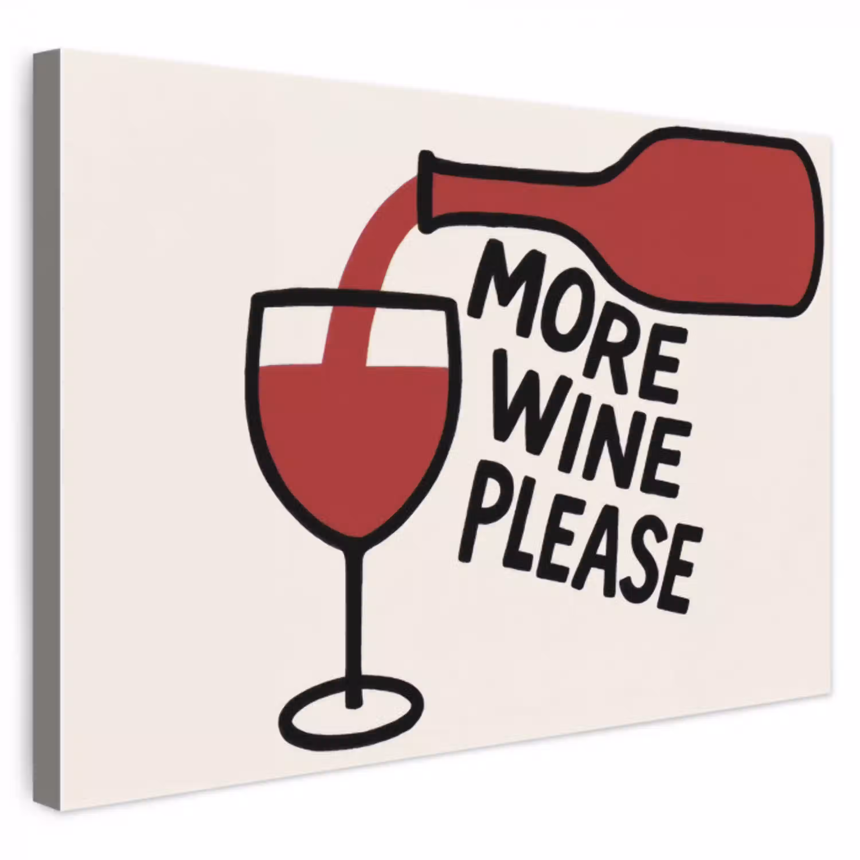 Wijnfles - Quote - Rood - Glas canvas 2cm klein -3d