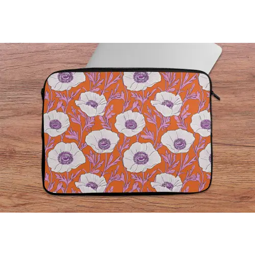 Bloemen - Grafisch - Oranje laptophoes neopreen klein 279 -tafel