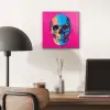 Neon - Blauw - Pop-art - Schedel aluminium wit klein -sfeer5