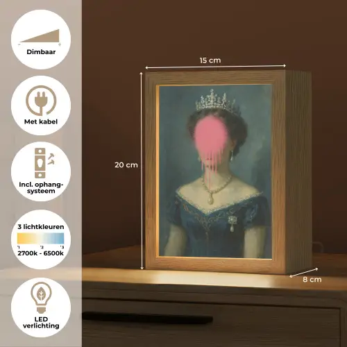 Kroon - Roze druipend verf - Portret Light Box met kabel (Tafellamp) klein -USP_NL