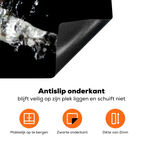 Kiwi - Fruit - Stilleven - Water - Zwart Inductie beschermer vinyl 3mm klein -zzzzzzz-td-onderkant