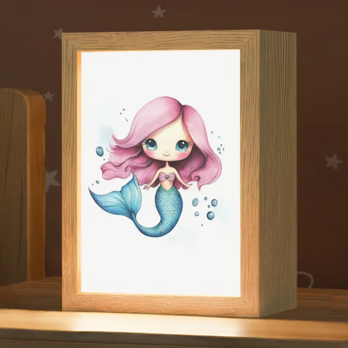 Zeemeermin - Roze - Luchtbellen Light Box met kabel klein -zzz_3d_website