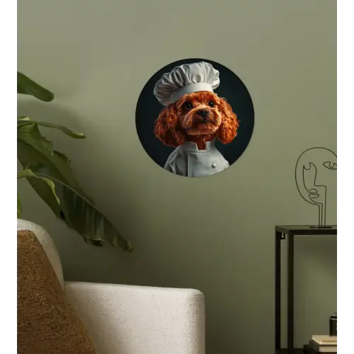 Bruin - Kok - Hondje Wandcirkel behangsticker klein -sfeer2