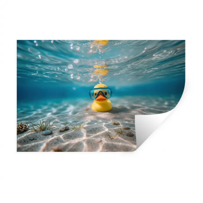 Duikbril - Eend - Water Muursticker klein -3d