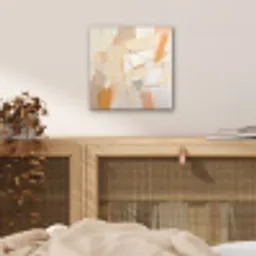 Abstract - Beige - Oranje - Kunst - Modern aluminium wit klein -sfeer3